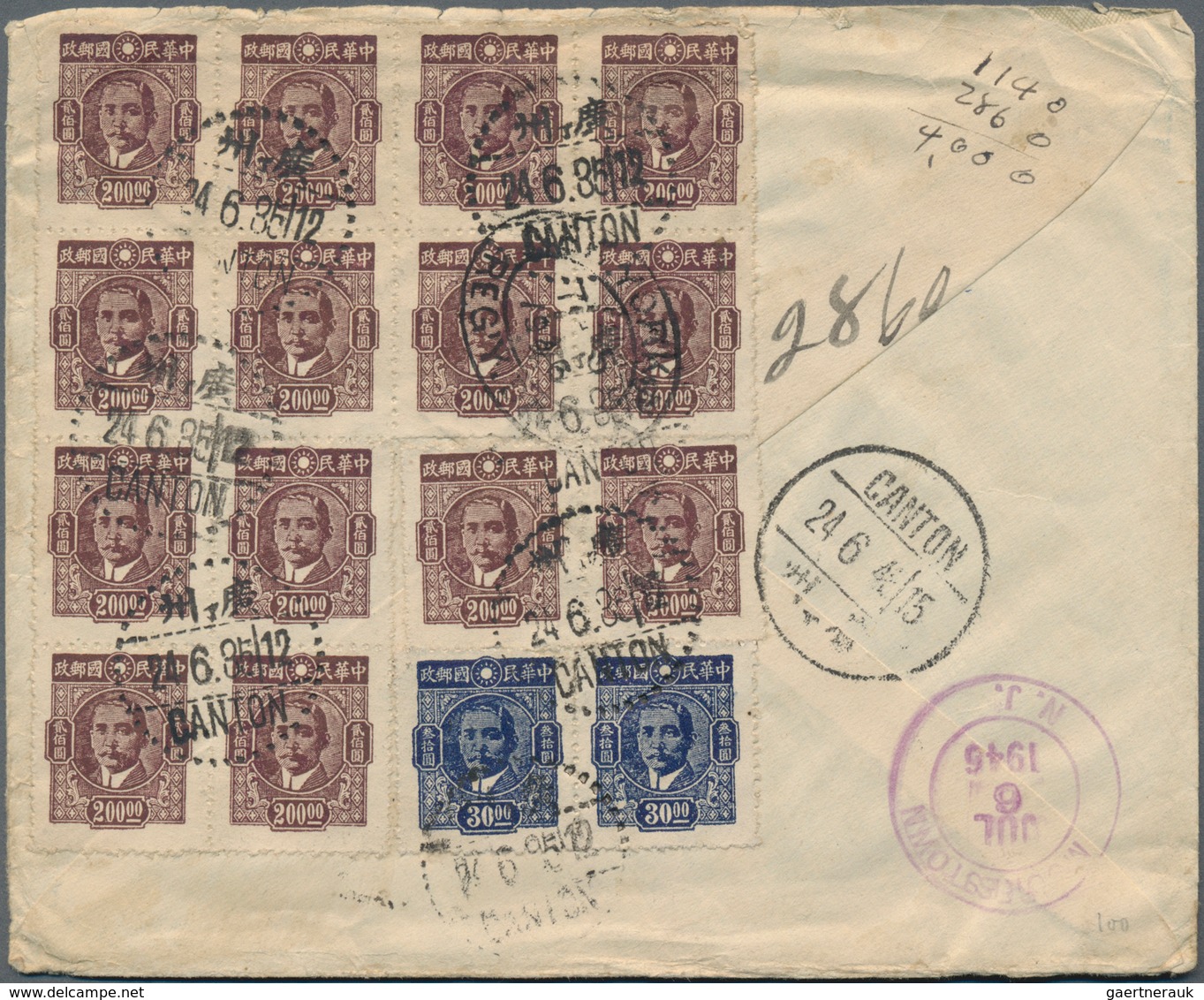 China: 1943/46, Various Unoverprinted SYS On Covers (15) Mostly Used Foreign Inc. To Norway And Ital - Autres & Non Classés