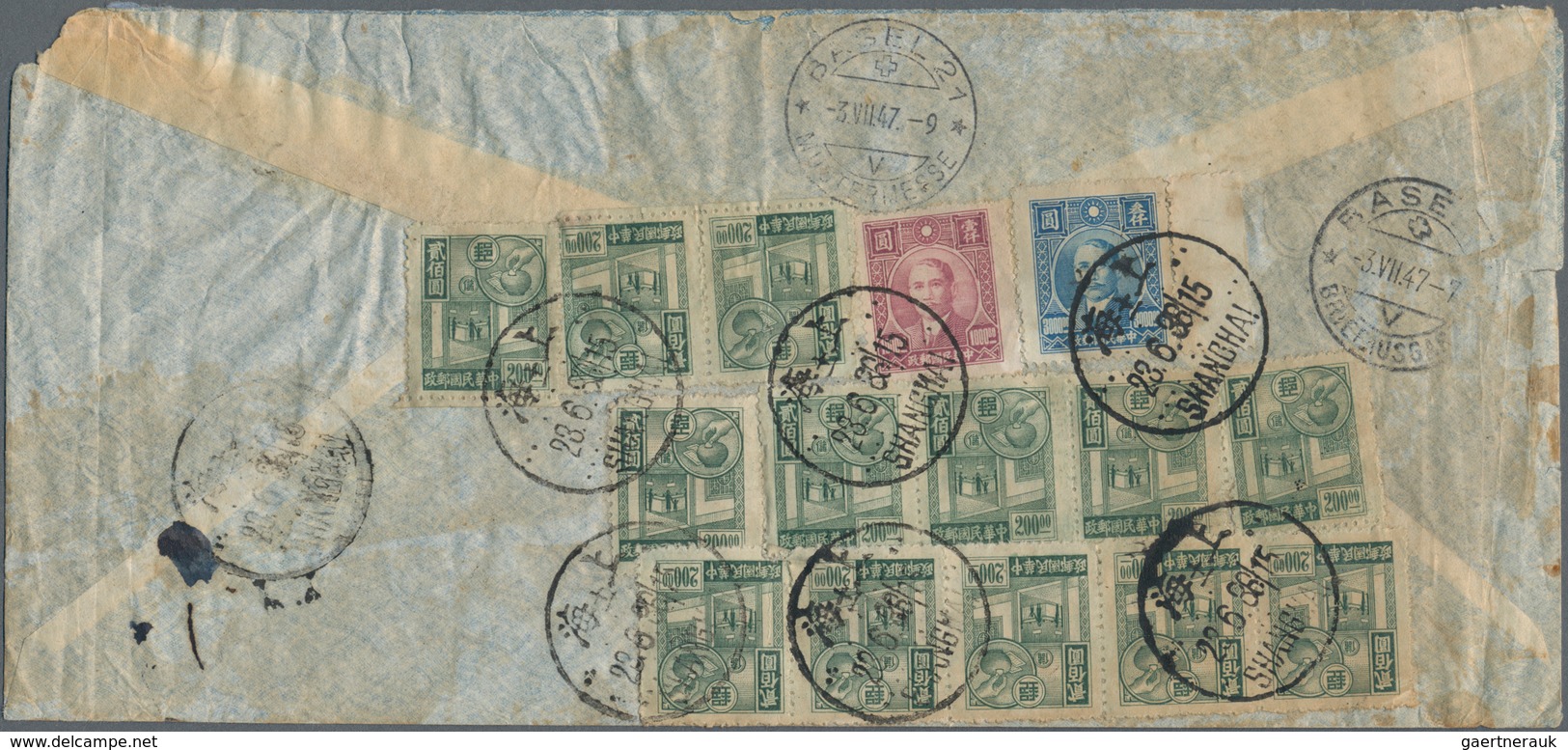 China: 1945/47, Covers To Switzerland (16+1 Front), Mostly Airmails Inc. Registration. - Other & Unclassified