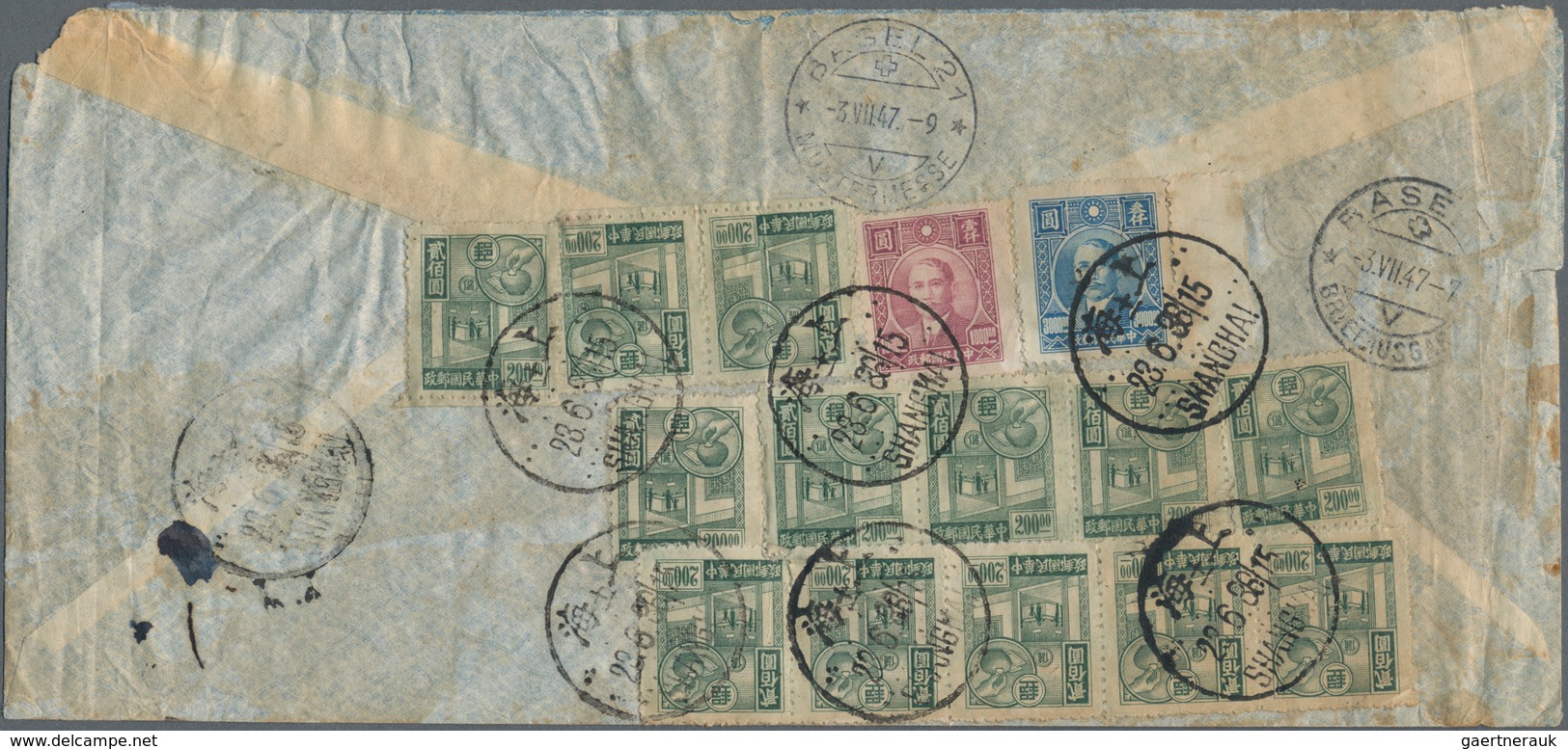 China: 1945/47, Covers To Switzerland (16+1 Front), Mostly Airmails Inc. Registration. - Andere & Zonder Classificatie