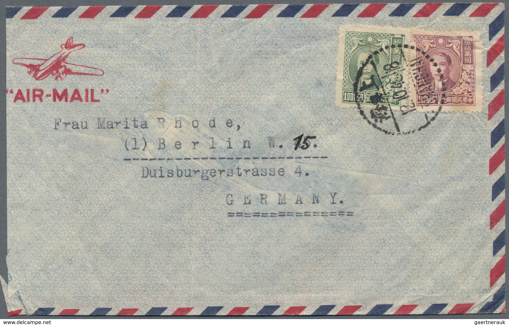 China: 1946/49, Covers (10, Inc. 7 By Air) All From A Correspondence To Berlin British Sector (two W - Autres & Non Classés