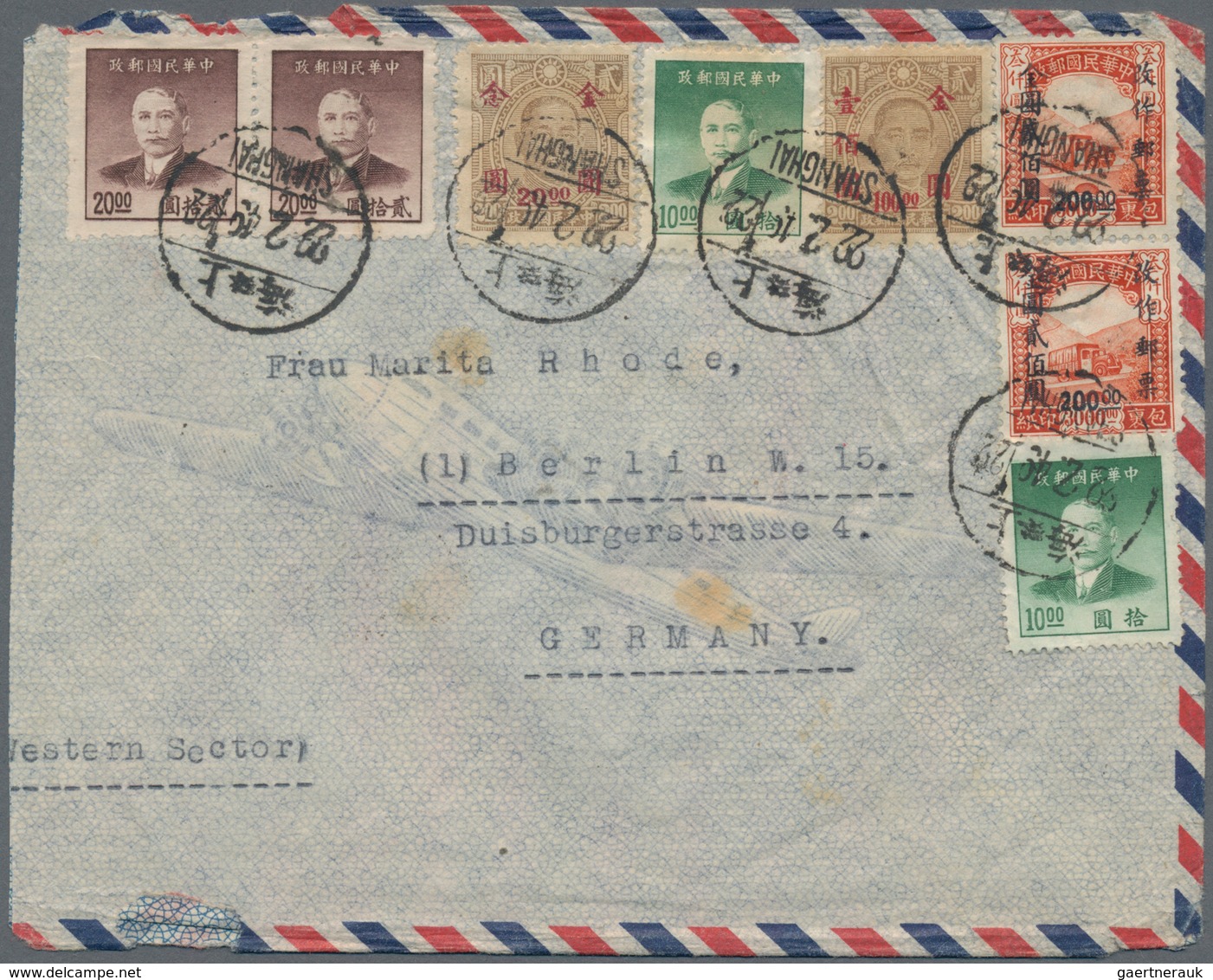 China: 1946/49, covers (10, inc. 7 by air) all from a correspondence to Berlin British Sector (two w