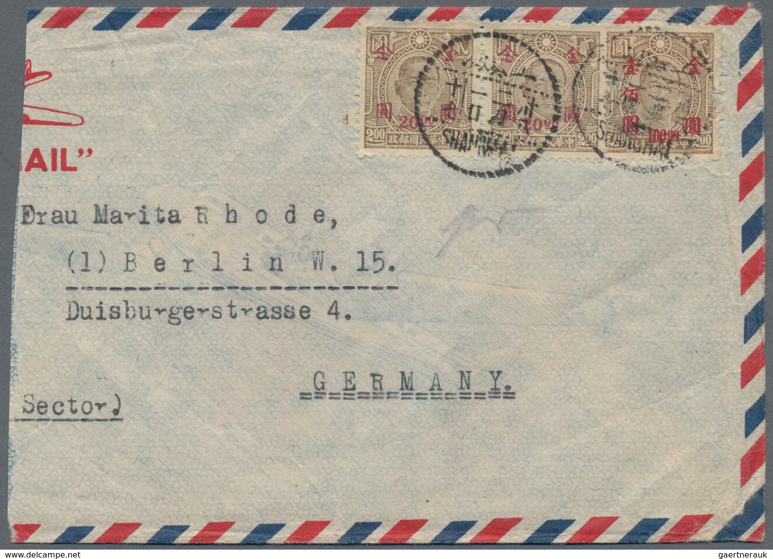 China: 1946/49, covers (10, inc. 7 by air) all from a correspondence to Berlin British Sector (two w