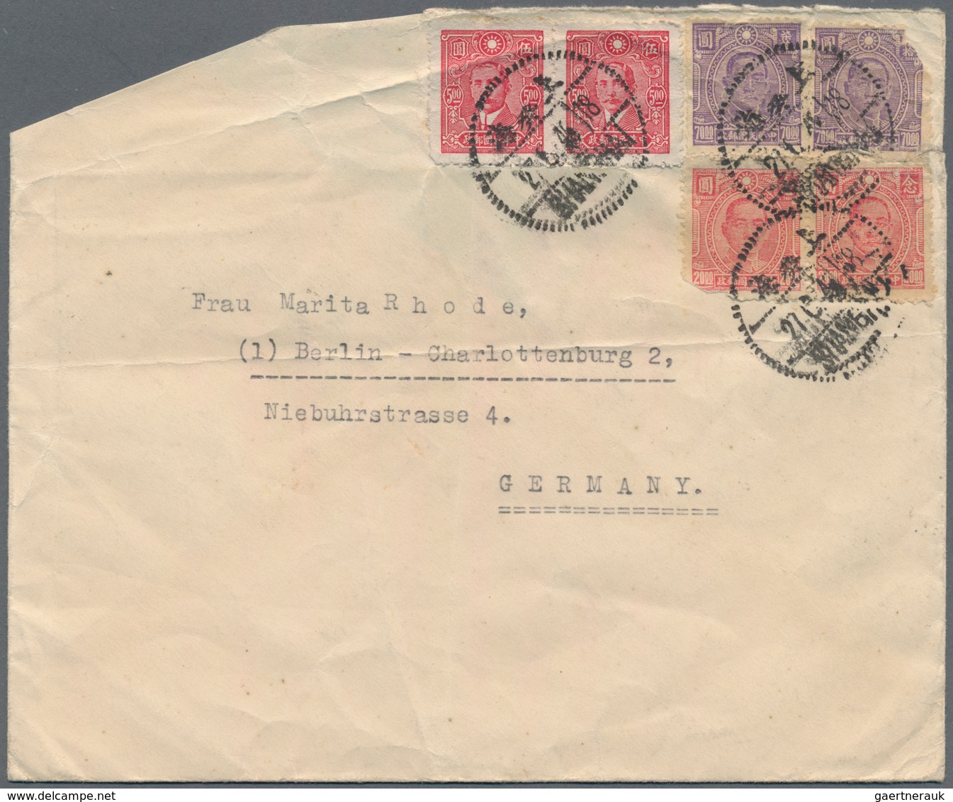 China: 1946/49, covers (10, inc. 7 by air) all from a correspondence to Berlin British Sector (two w