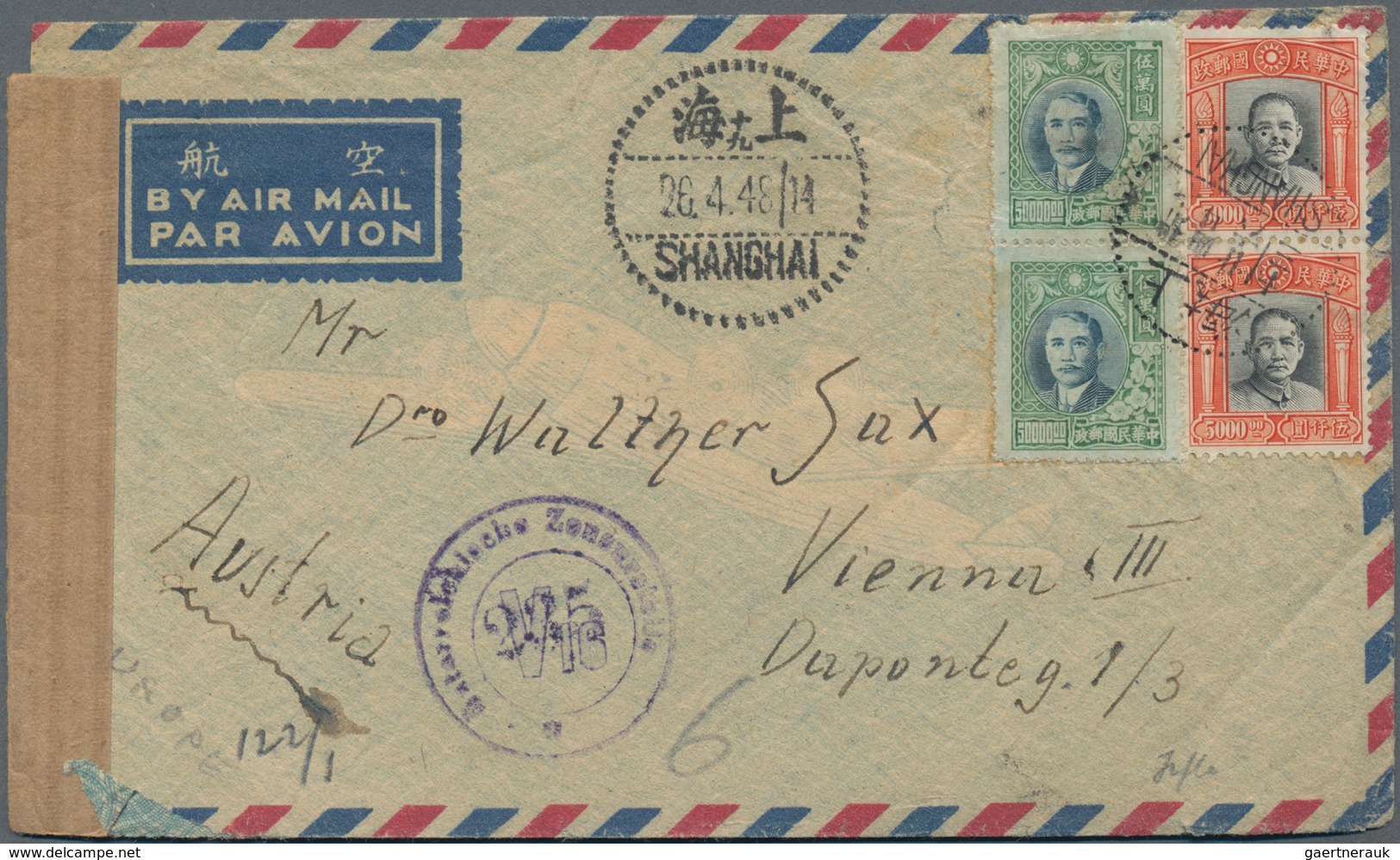 China: 1947/48, Plum Blossoms On Foreign Covers (22 Inc. Two Cards), Mostly By Air And Some Censored - Autres & Non Classés
