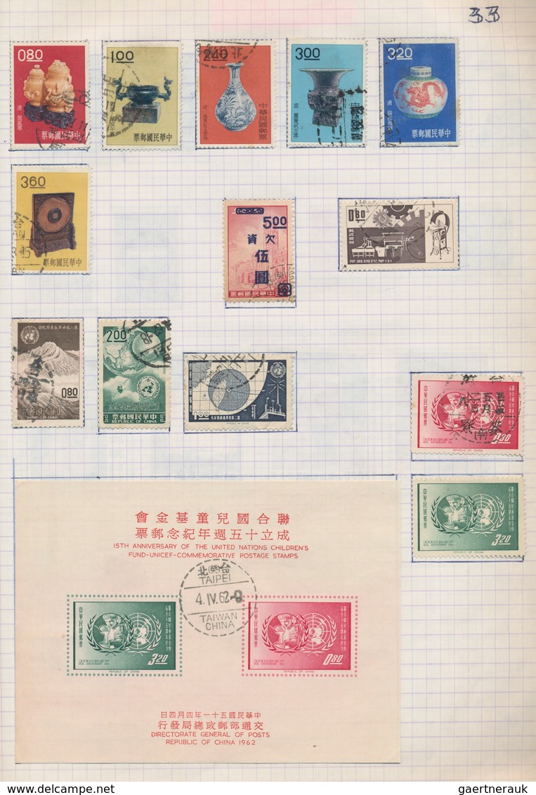 China - Taiwan (Formosa): 1945/2011, Collection In Two Self-made Albums, Mostly MH And Used, Hinged - Usados