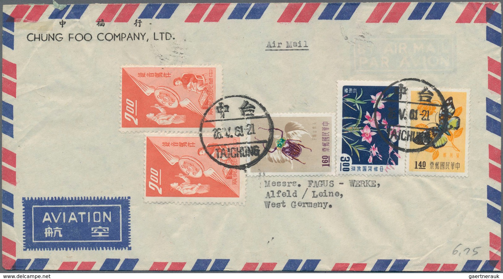 China - Taiwan (Formosa): 1958/80, Covers (66) Mostly By Air Mail To Germany Or US, Some Inland And - Used Stamps