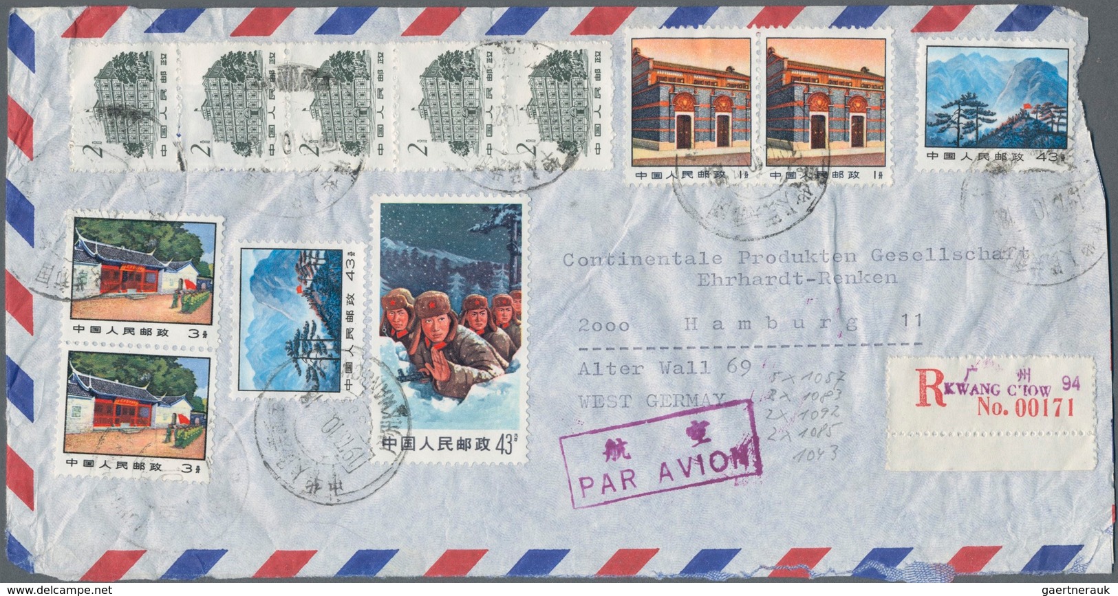 China - Volksrepublik: 1956/75 (ca.), foreign parcell bulletins (5, to Belgium), covers (30) or used