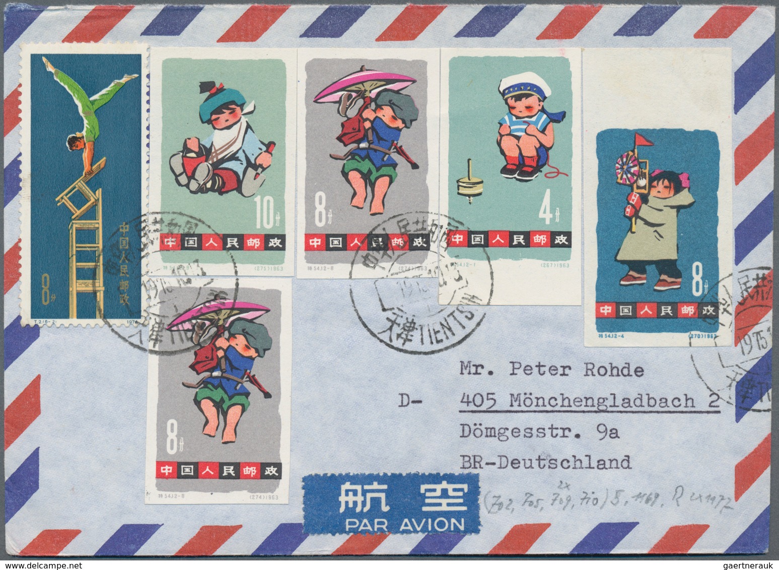 China - Volksrepublik: 1963, Children's Games Set On Five Airmail Printed Matter Covers 1975 To Germ - Autres & Non Classés