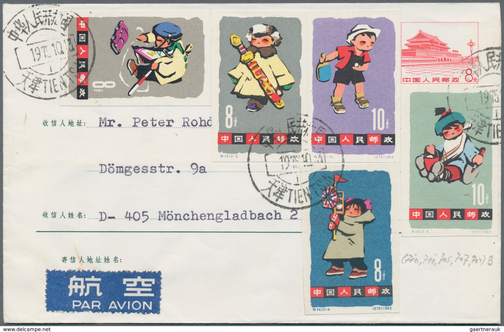 China - Volksrepublik: 1963, Children's Games Set On Five Airmail Printed Matter Covers 1975 To Germ - Andere & Zonder Classificatie