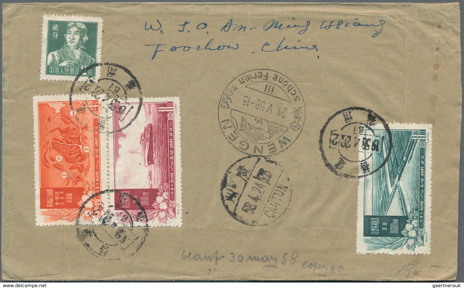 China - Volksrepublik - Ganzsachen: 1955/62 (ca.), 15 covers with commemoratives mostly to Germany o