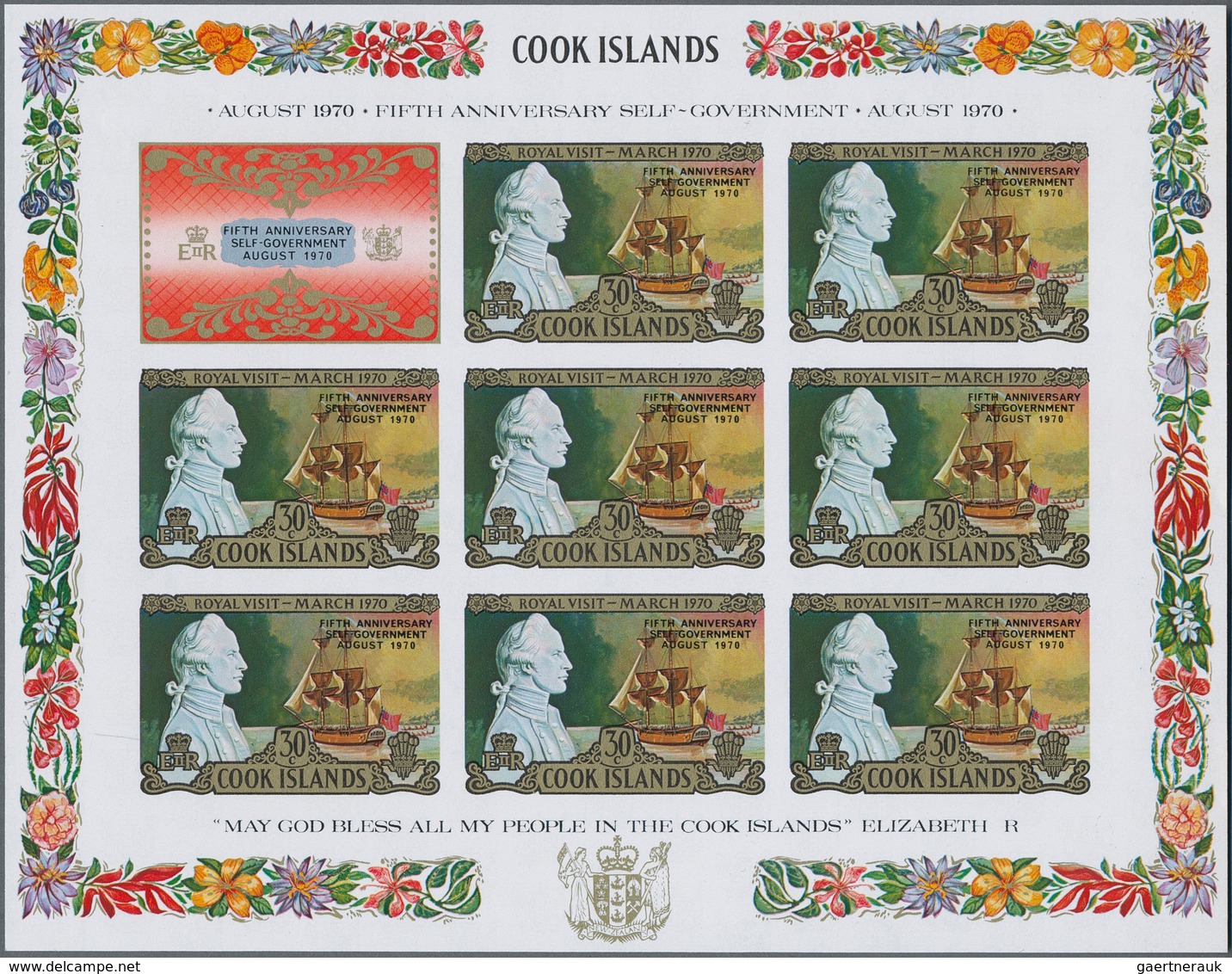 Cook-Inseln: 1967/1989. Lot Of 6,029 IMPERFORATE (instead Of Perforated) Stamps Inclusive Souvenir A - Cook