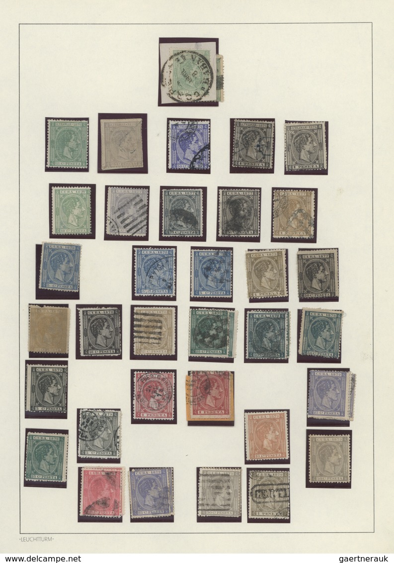 Cuba: 1873-1900, Collection On Nine Album Pages Containing Early Issues, Sc.54-57, Very Good Part 18 - Other & Unclassified