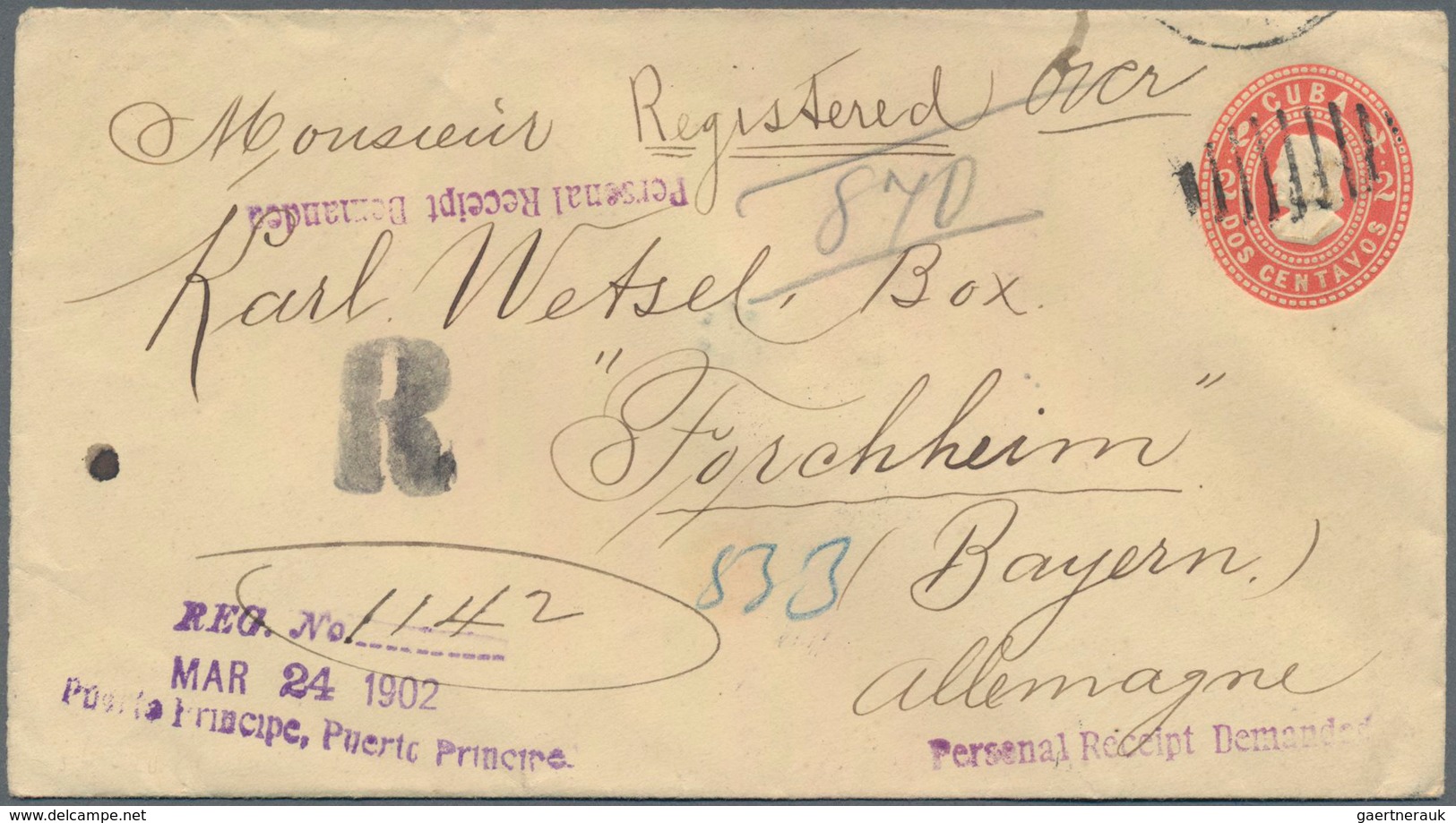 Cuba: 1899, Spanish American War : Columbus eight different postal stationery envelopes (one surchar