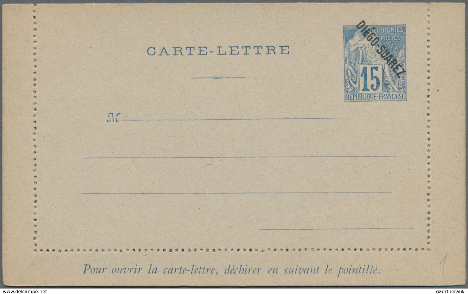 Diego Suarez: 1892/94 Ca. 60 Unused Postal Stationeries, Postal Stationery Cards, Lettercards And En - Other & Unclassified