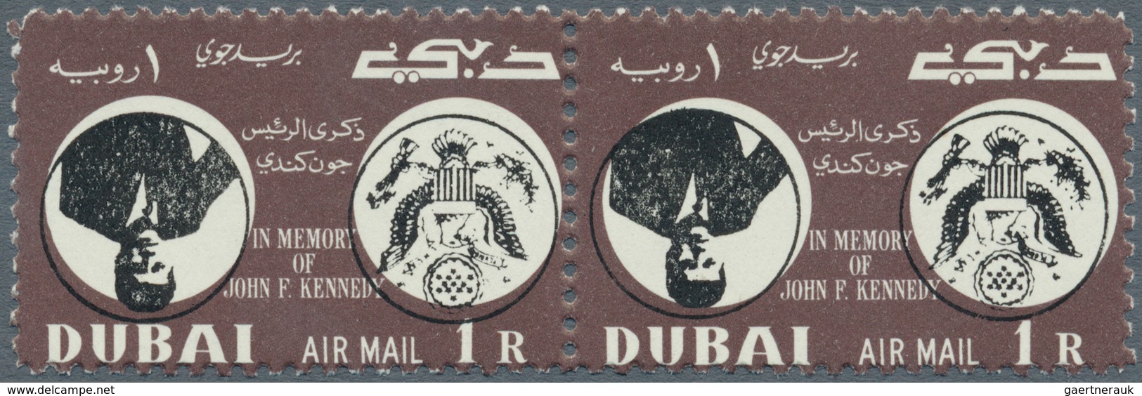 Dubai: 1964, Kennedy (Mi. # 113/115 And S/s # 22), Collection With Varieties, Inverted Centers, Miss - Dubai