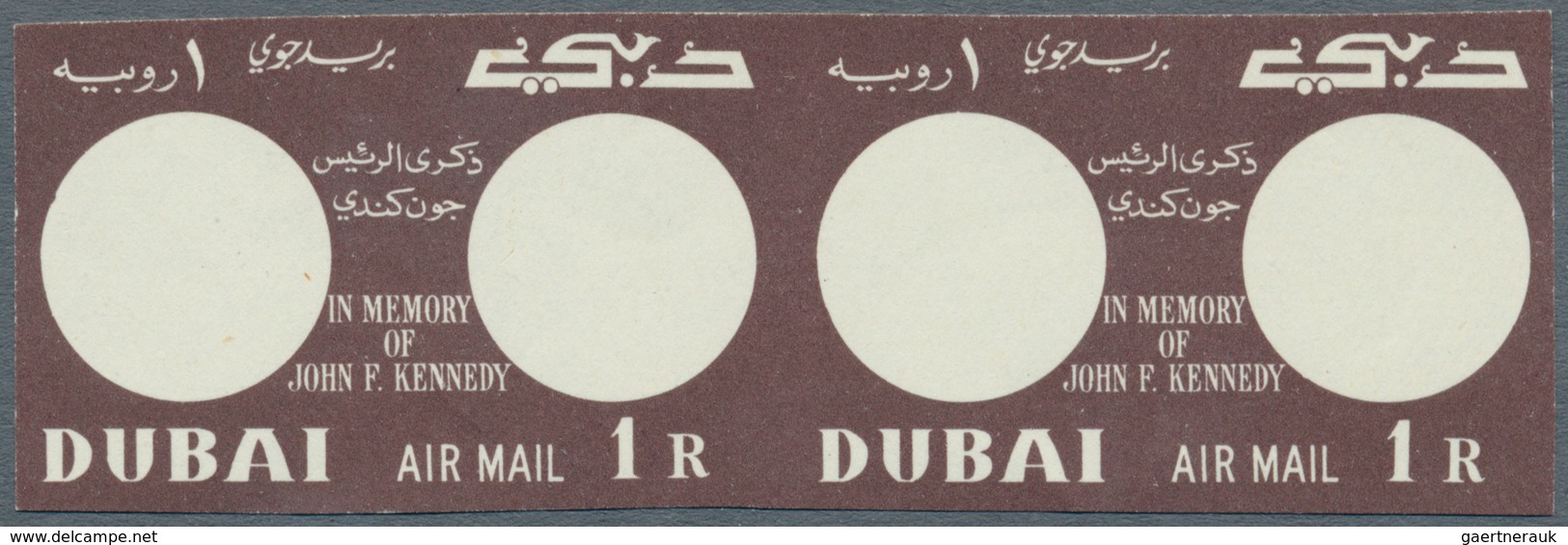 Dubai: 1964, Kennedy (Mi. # 113/115 And S/s # 22), Collection With Varieties, Inverted Centers, Miss - Dubai