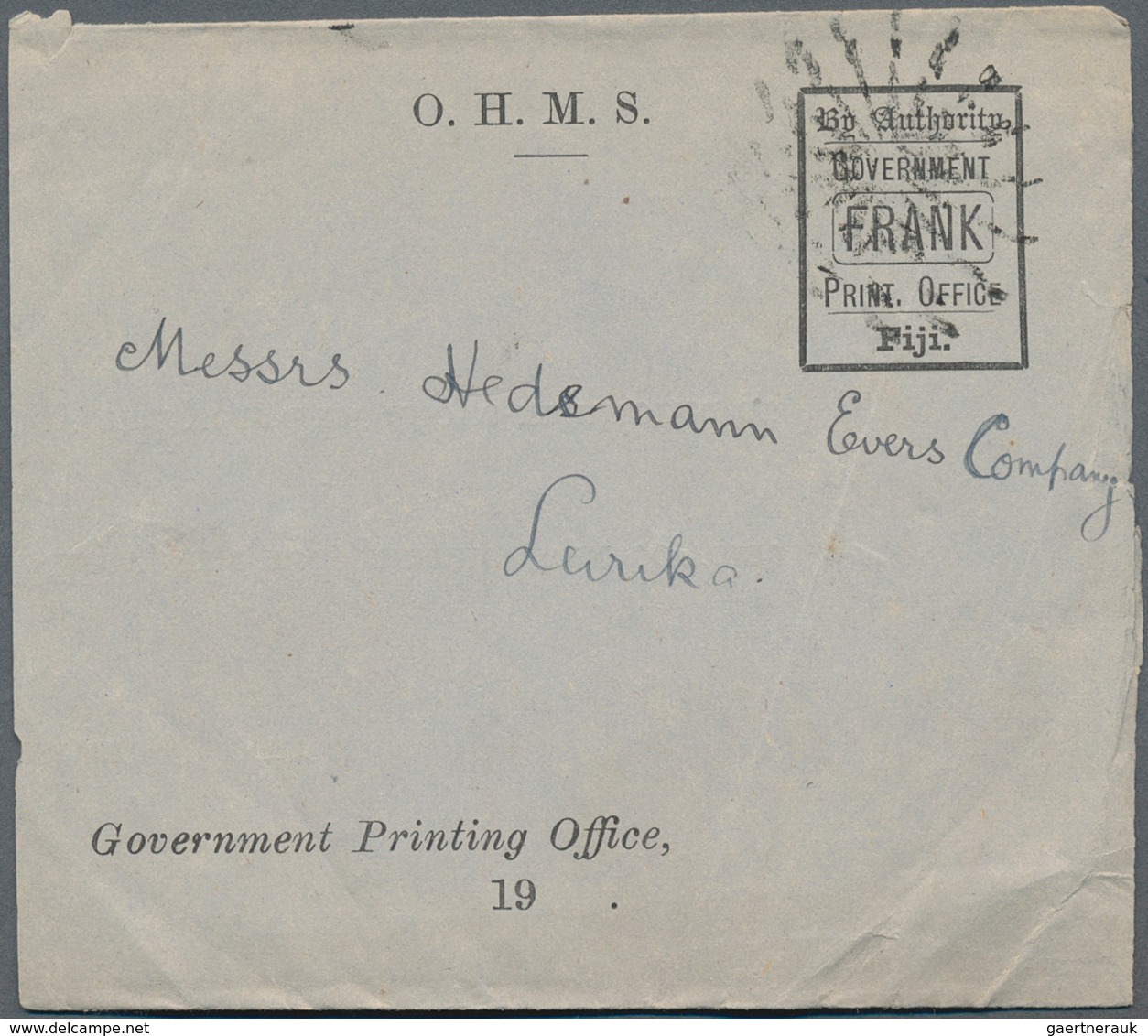Fiji-Inseln: 1890/1955 (ca.), cards (7), inbound (3) 1912 from Switzerland and UK, airmails KGVI/QEI