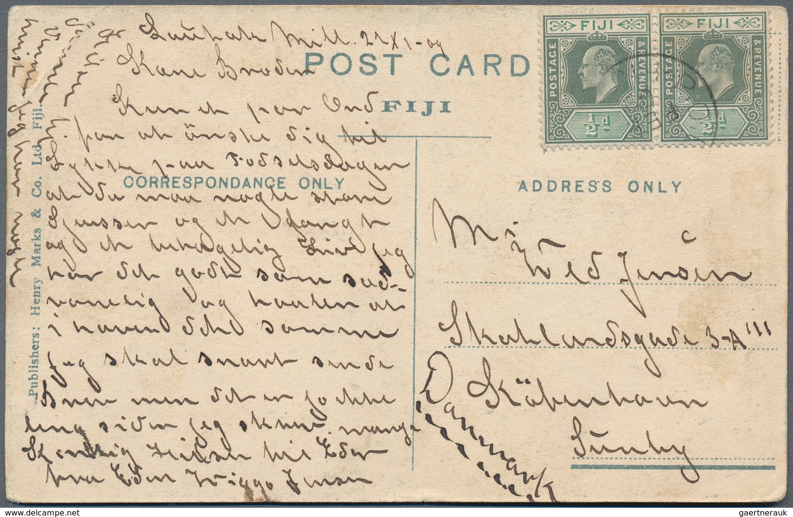 Fiji-Inseln: 1890/1955 (ca.), cards (7), inbound (3) 1912 from Switzerland and UK, airmails KGVI/QEI