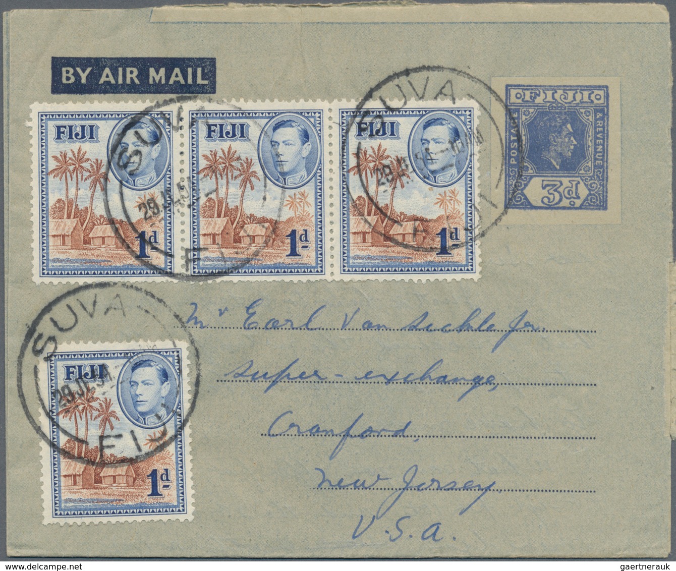 Fiji-Inseln: 1937/80 Ca. 150 Covers, Letters, Cards And Postal Stationary (unused/CTO-used And Used - Fidji (...-1970)