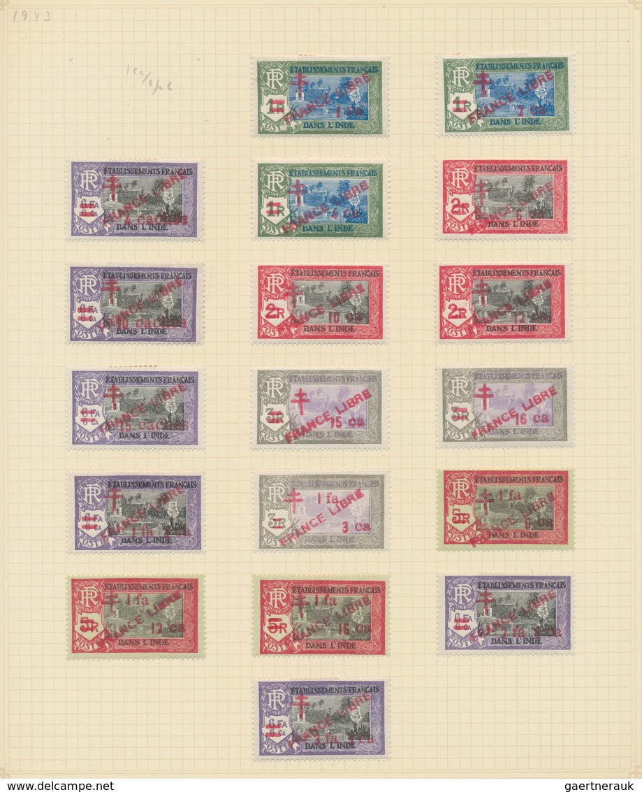 Französisch-Indien: 1892-1948 Exceptionally Clean Collection Mounted On 39 Pages, Mainly Mint And In - Used Stamps