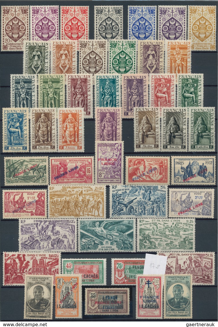 Französisch-Indien: 1914/1952, A Splendid Mint Collection On Stockpages With Plenty Of Interesting M - Usados