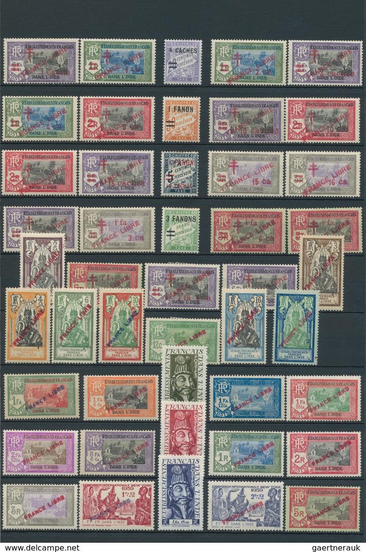 Französisch-Indien: 1914/1952, A Splendid Mint Collection On Stockpages With Plenty Of Interesting M - Oblitérés