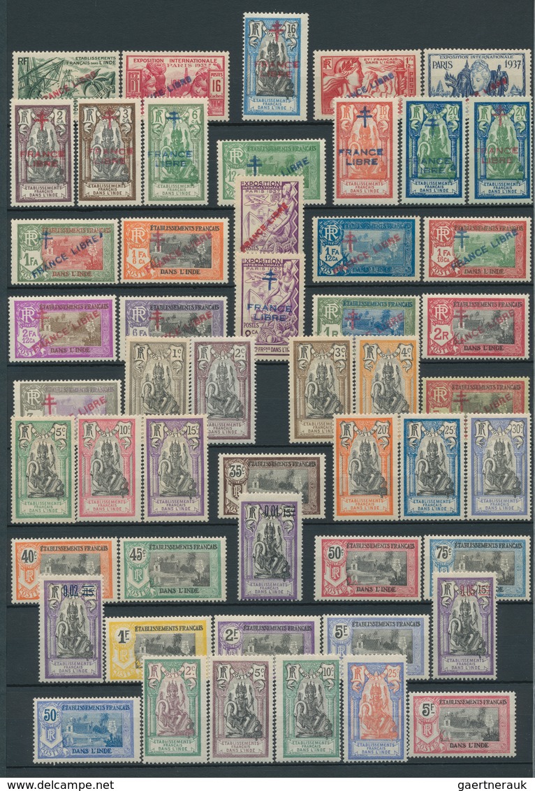 Französisch-Indien: 1914/1952, A Splendid Mint Collection On Stockpages With Plenty Of Interesting M - Used Stamps