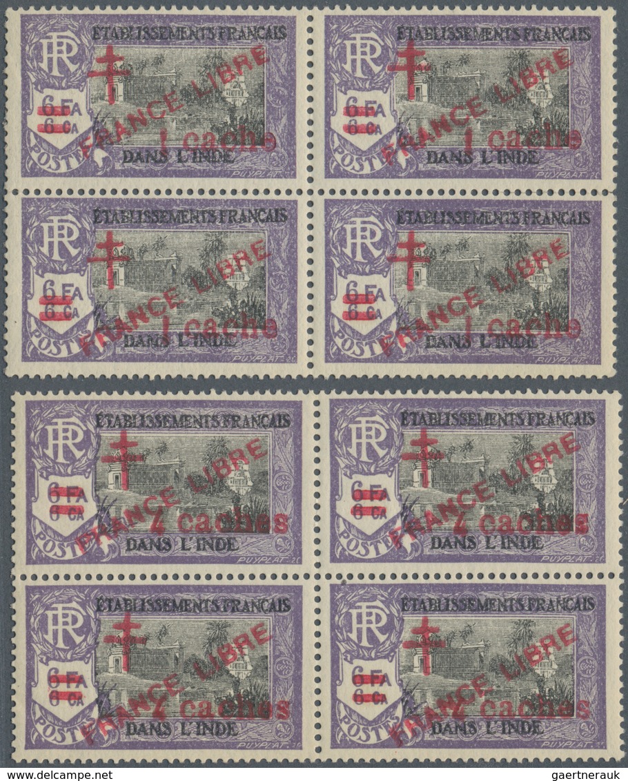 Französisch-Indien: 1943, FRANCE LIBRE Overprints, 1ca. (33) And 4ca. (35), Mint Never Hinged. Maury - Oblitérés