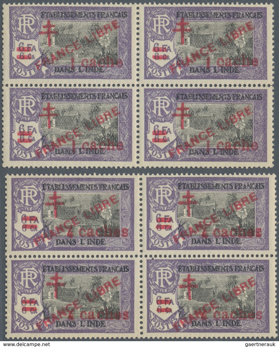 Französisch-Indien: 1943, FRANCE LIBRE Overprints, 1ca. (33) And 4ca. (35), Mint Never Hinged. Maury - Gebruikt