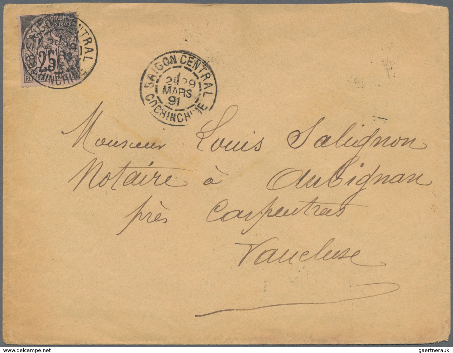 Französisch-Indochina: 1890/1901, Correspondence  Of 28 Covers From Cochinchine To Aubignan/Vaucluse - Brieven En Documenten