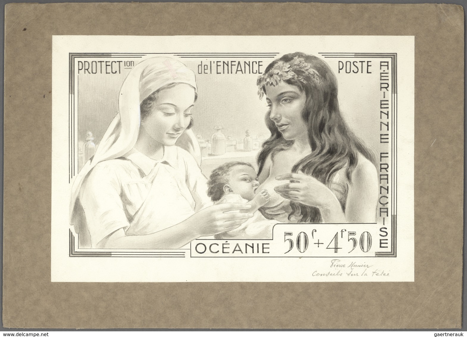 Französisch-Ozeanien: Type Not Issued "Protection De L'enfance 50c + 4,50f Nurse And Polynesian Moth - Ongebruikt