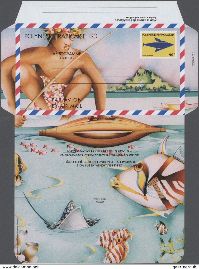 Französisch-Polynesien: 1974/1998 (ca.), Accumulation With About 550 UNFOLDED AEROGRAMMES With Sever - Brieven En Documenten