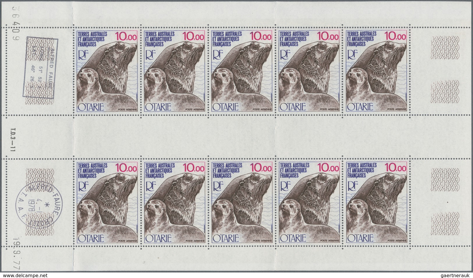 Französische Gebiete In Der Antarktis: 1977, Antarctic Marine Life, 10fr. "Eared Seal", Lot Of 150 S - Covers & Documents