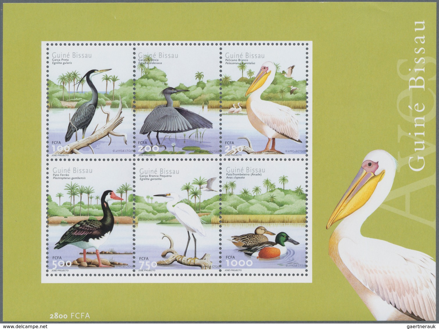 Guinea-Bissau: 2001, BIRDS, Souvenir Sheet, Investment Lot Of 500 Copies Mint Never Hinged (Mi.no. B - Guinée-Bissau