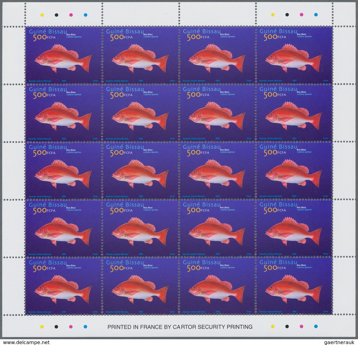 Guinea-Bissau: 2002, FISHES, Souvenir Sheet, Investment Lot Of 500 Copies Mint Never Hinged (Mi.no. - Guinée-Bissau