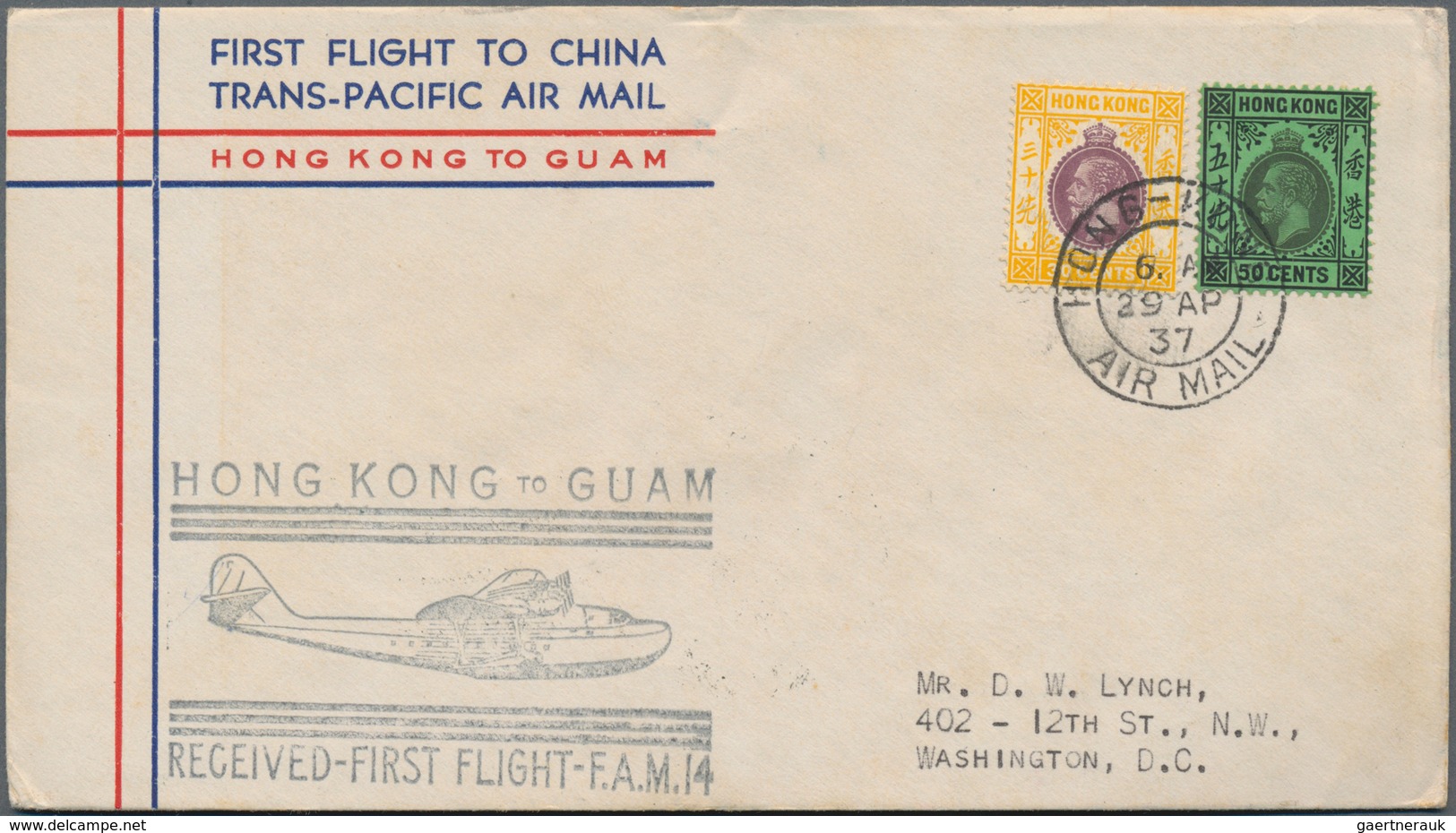 Hongkong: 1936/1937, Lot Of Four 1st Flight Covers: 17 Mar 1936 Hongkong-Penang-London, 29 Apr 1937 - Otros & Sin Clasificación