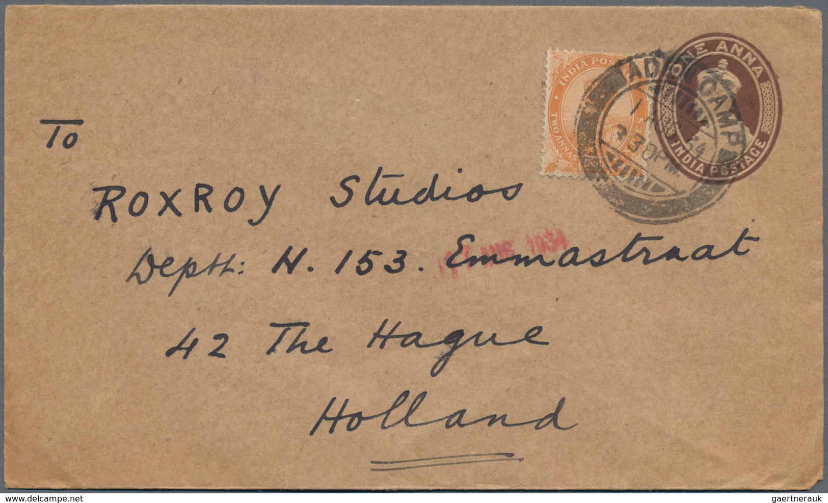 Indien: 1933-38, Five Unusual Covers Including 1.) 1933 P/s Air Envelope 8a. To Switzerland With Swi - 1854 East India Company Administration