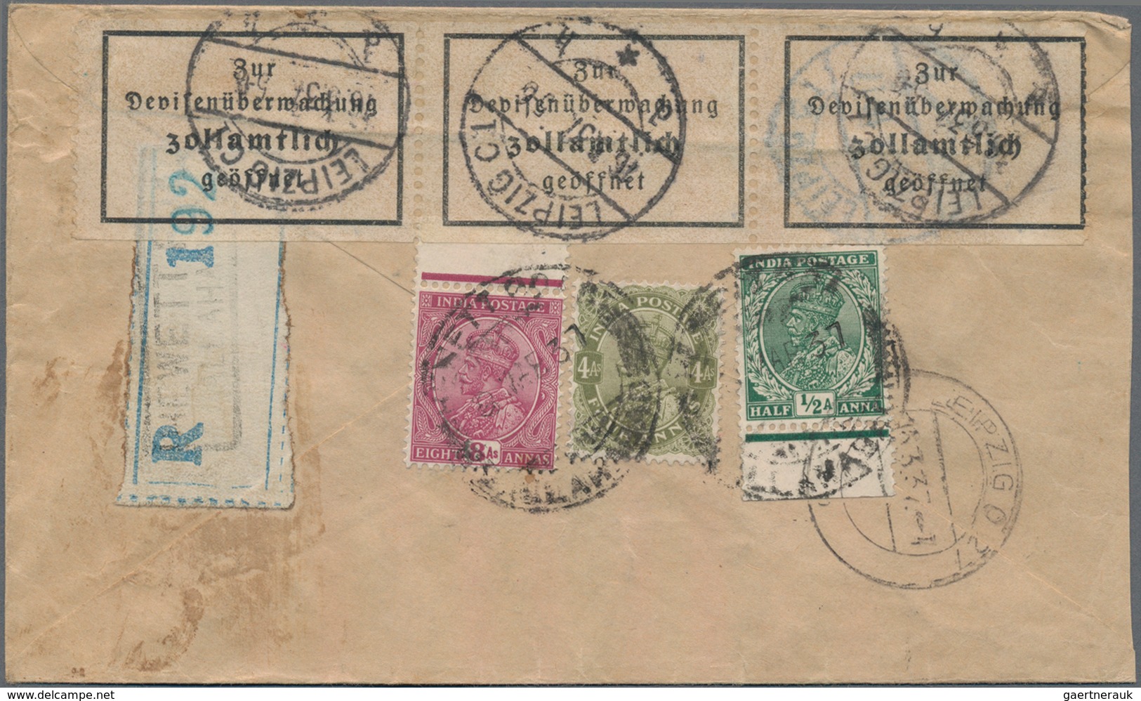 Indien: 1933-38, Five Unusual Covers Including 1.) 1933 P/s Air Envelope 8a. To Switzerland With Swi - 1854 Britische Indien-Kompanie