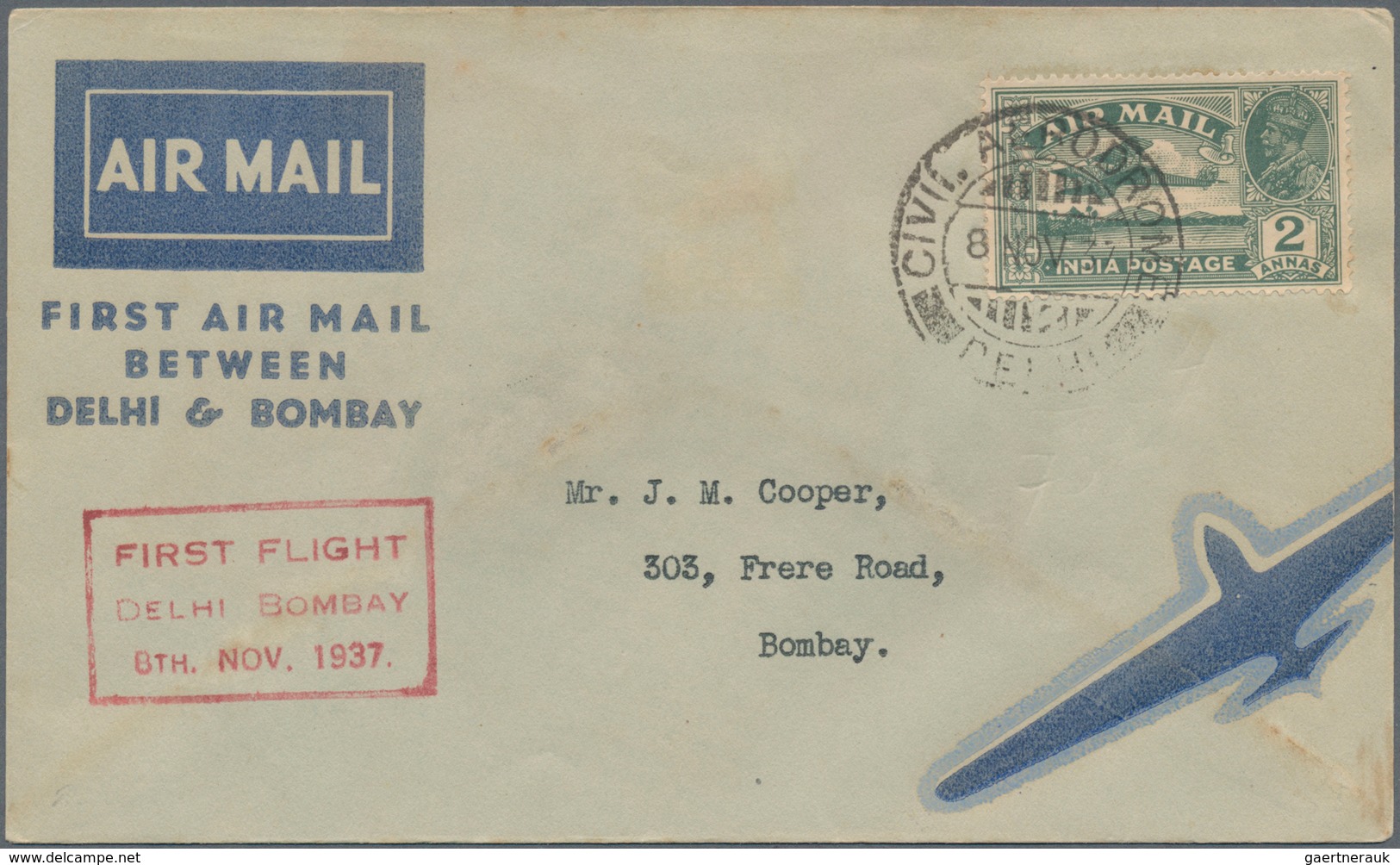 Indien - Flugpost: 1931/1940, Lot Of Three Airmail Covers: 1931 Commercial Cover To Germany And Two - Luchtpost