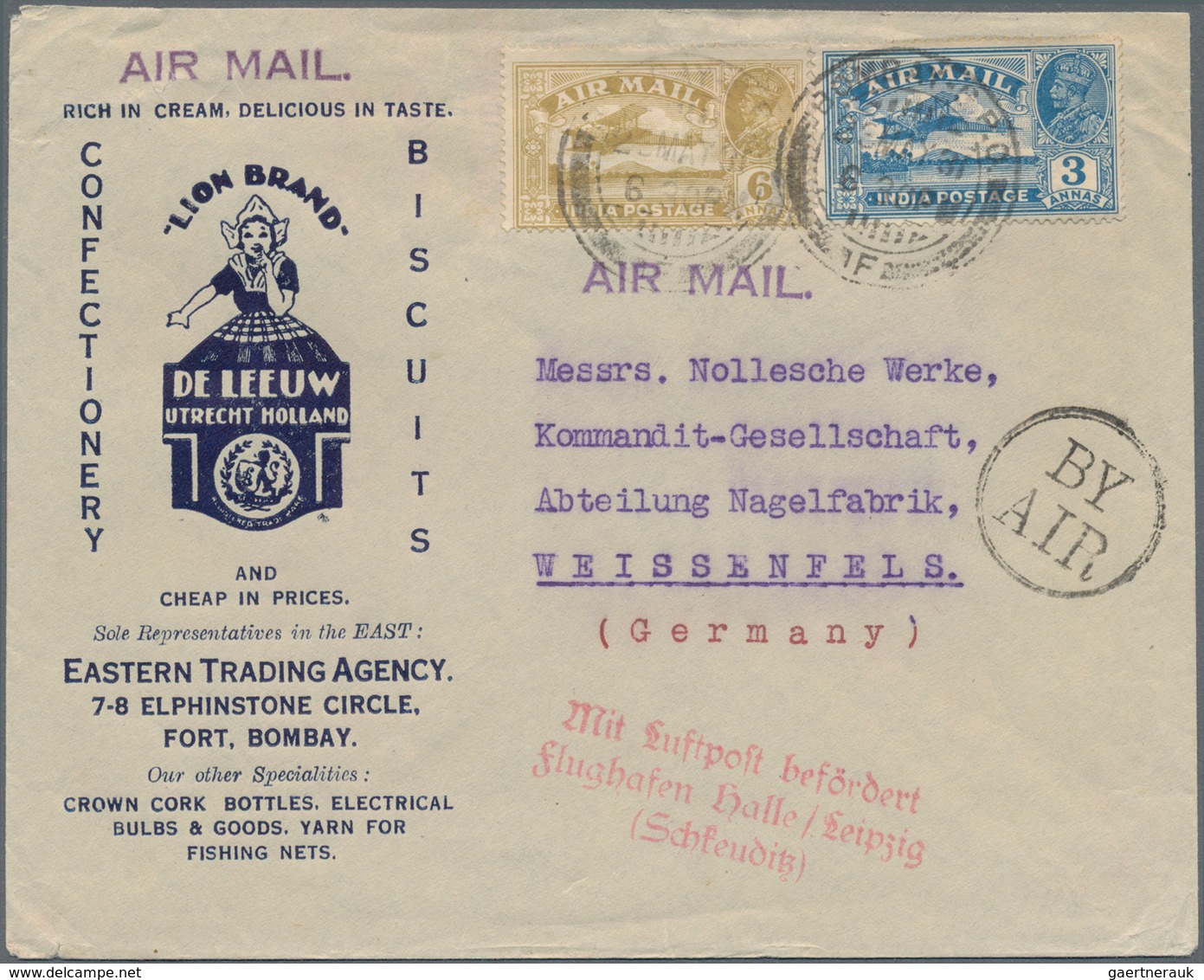 Indien - Flugpost: 1931/1940, Lot Of Three Airmail Covers: 1931 Commercial Cover To Germany And Two - Luftpost