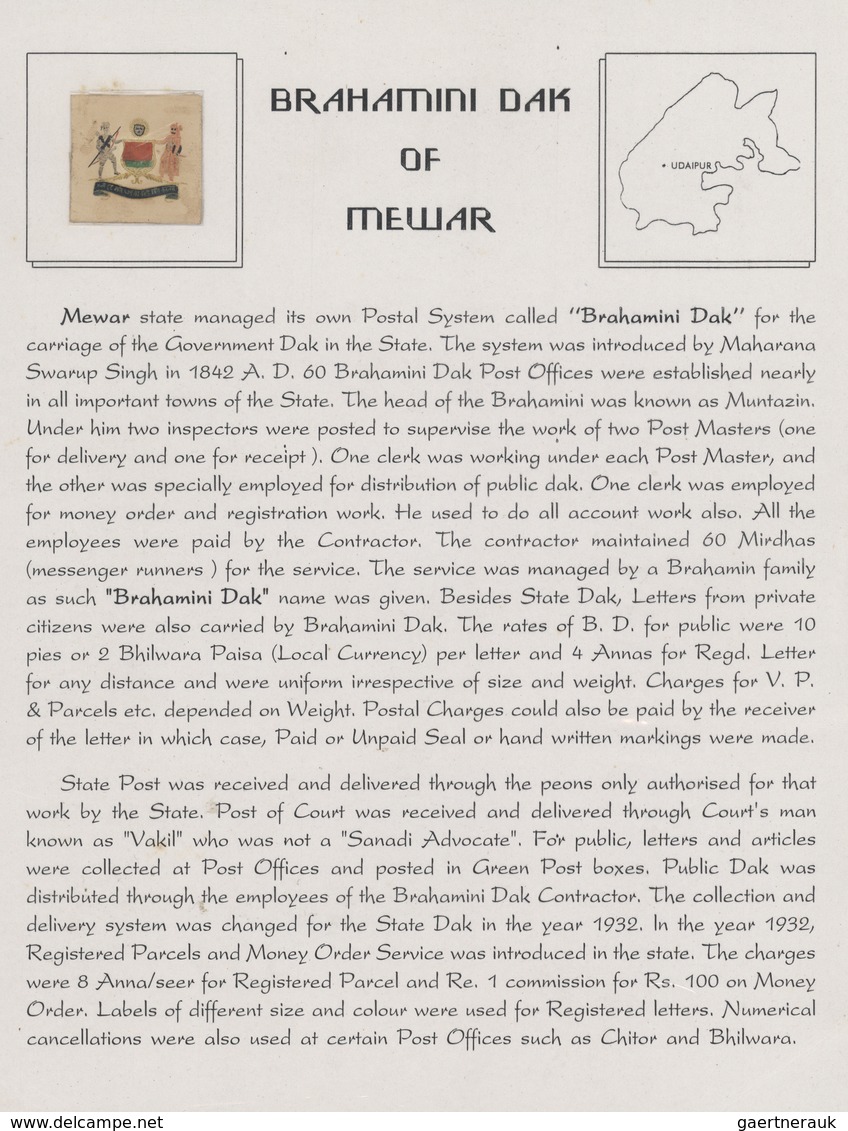 Indien - Feudalstaaten: MEWAR STATE 1876-1947 - "BRAHAMINI DAK": Exhibition Collection Of Mewar Stat - Other & Unclassified