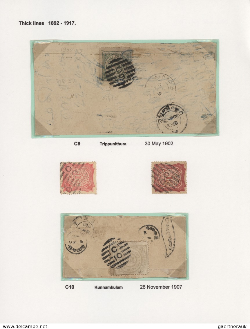 Indien - Feudalstaaten: COCHIN 1892-1949 "CANCELLATIONS": Specialized Collection Of The Various Type - Other & Unclassified