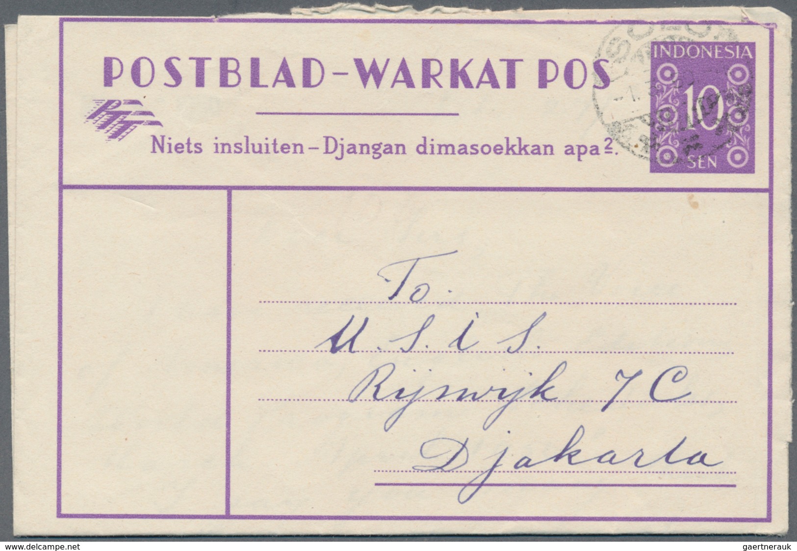 Indonesien: 1949/97 (ca.), Stationery Envelopes (warkat Pos / Postblad) Specialized Stock: 10 S. (mi - Indonesia