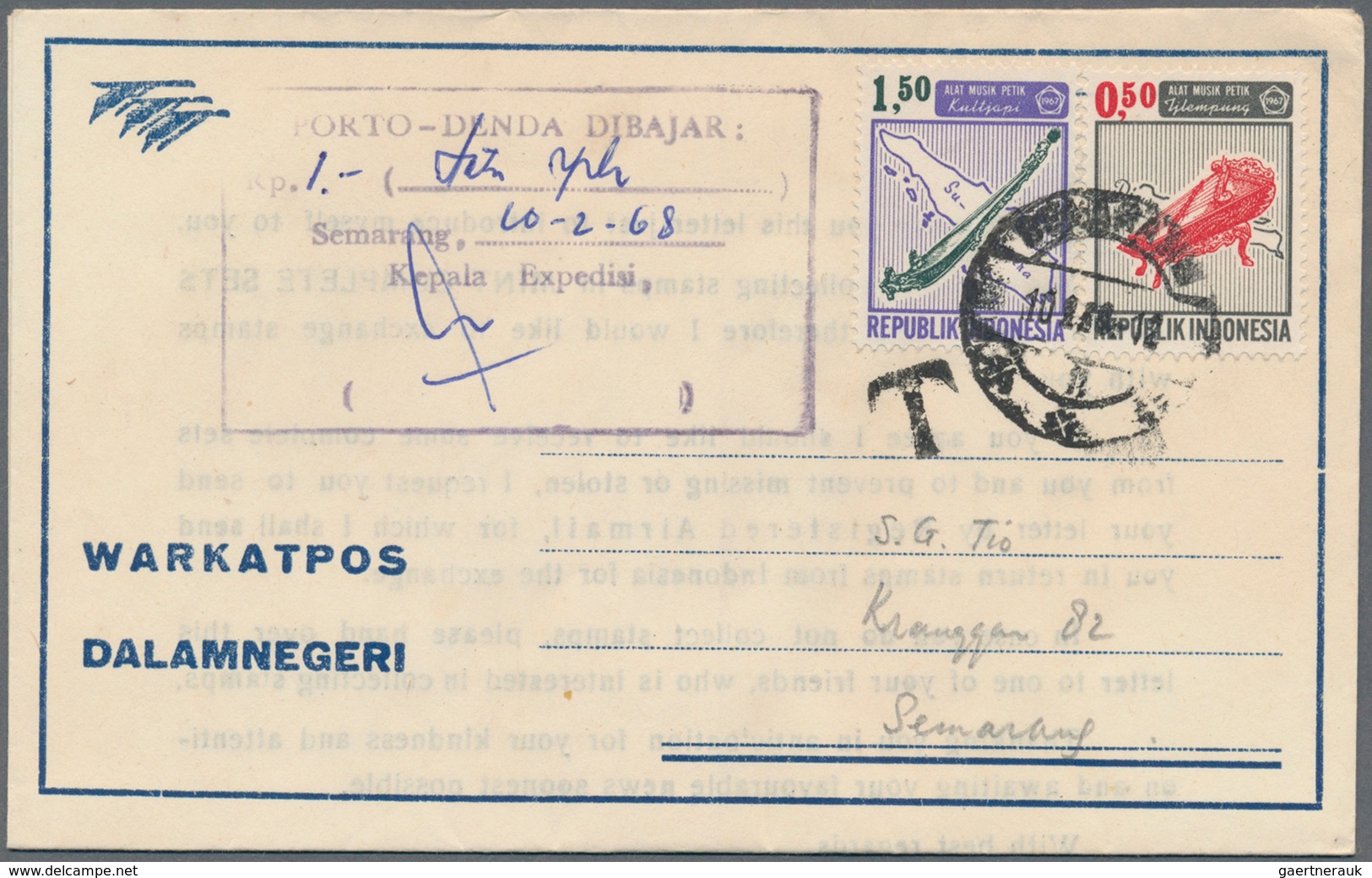 Indonesien: 1949/97 (ca.), stationery envelopes (warkat pos / postblad) specialized stock: 10 S. (mi