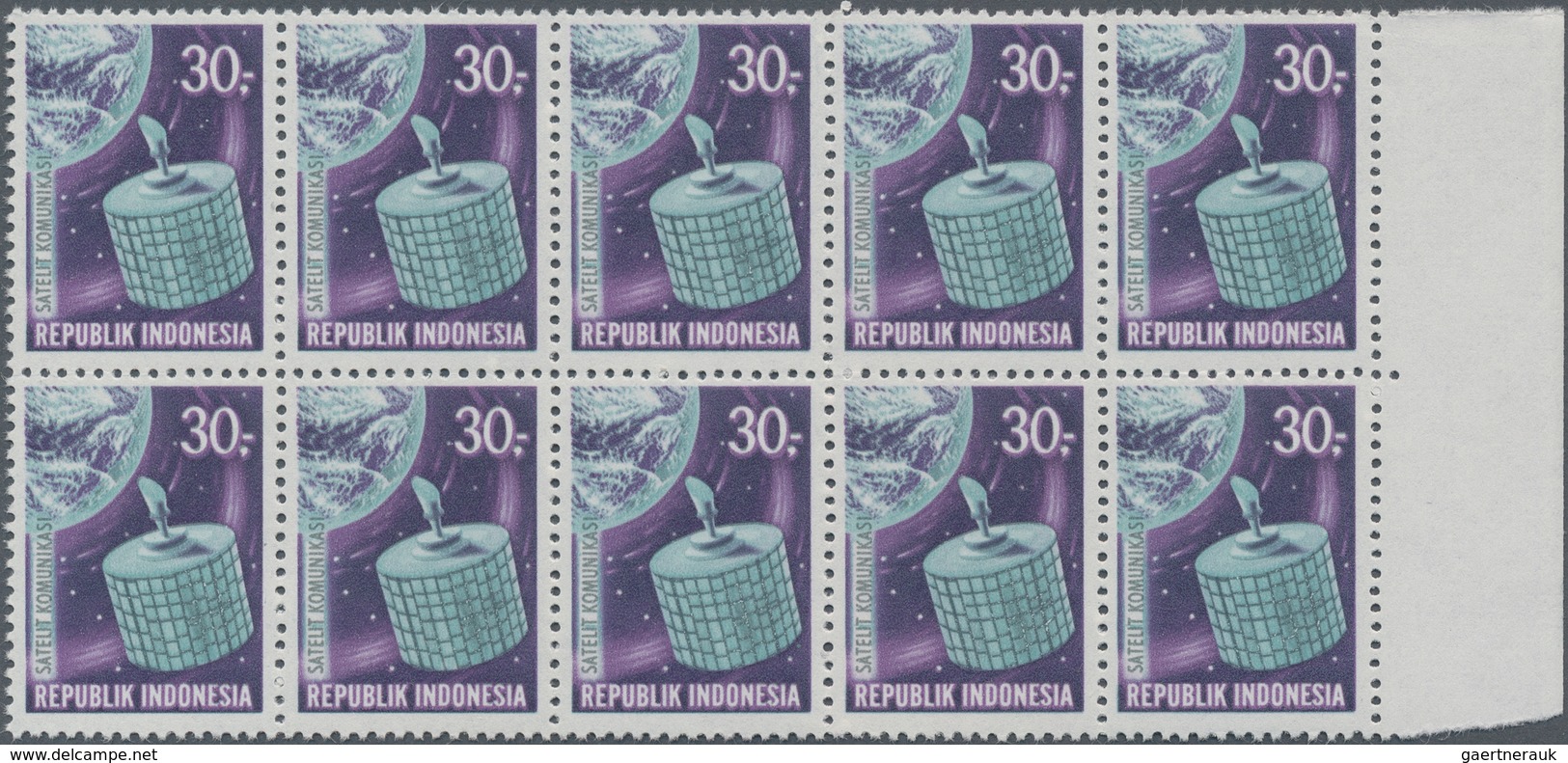 Indonesien: 1969, Satellite Communication 30r. With Variety GREY Instead Of Red Printing In A Lot Wi - Indonésie