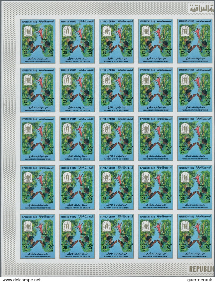 Irak: 1975/1983. Lot of 18,247 IMPERFORATE stamps, souvenir and miniature sheets showing various int