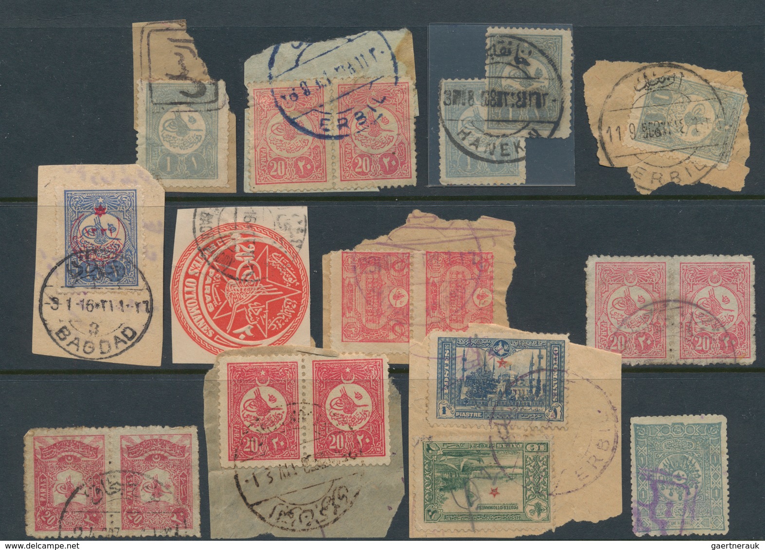 Irak - Stempel: 1892-1916, Ottoman Cancellations On 12 Stamps / Pieces, Including Different Types An - Iraq