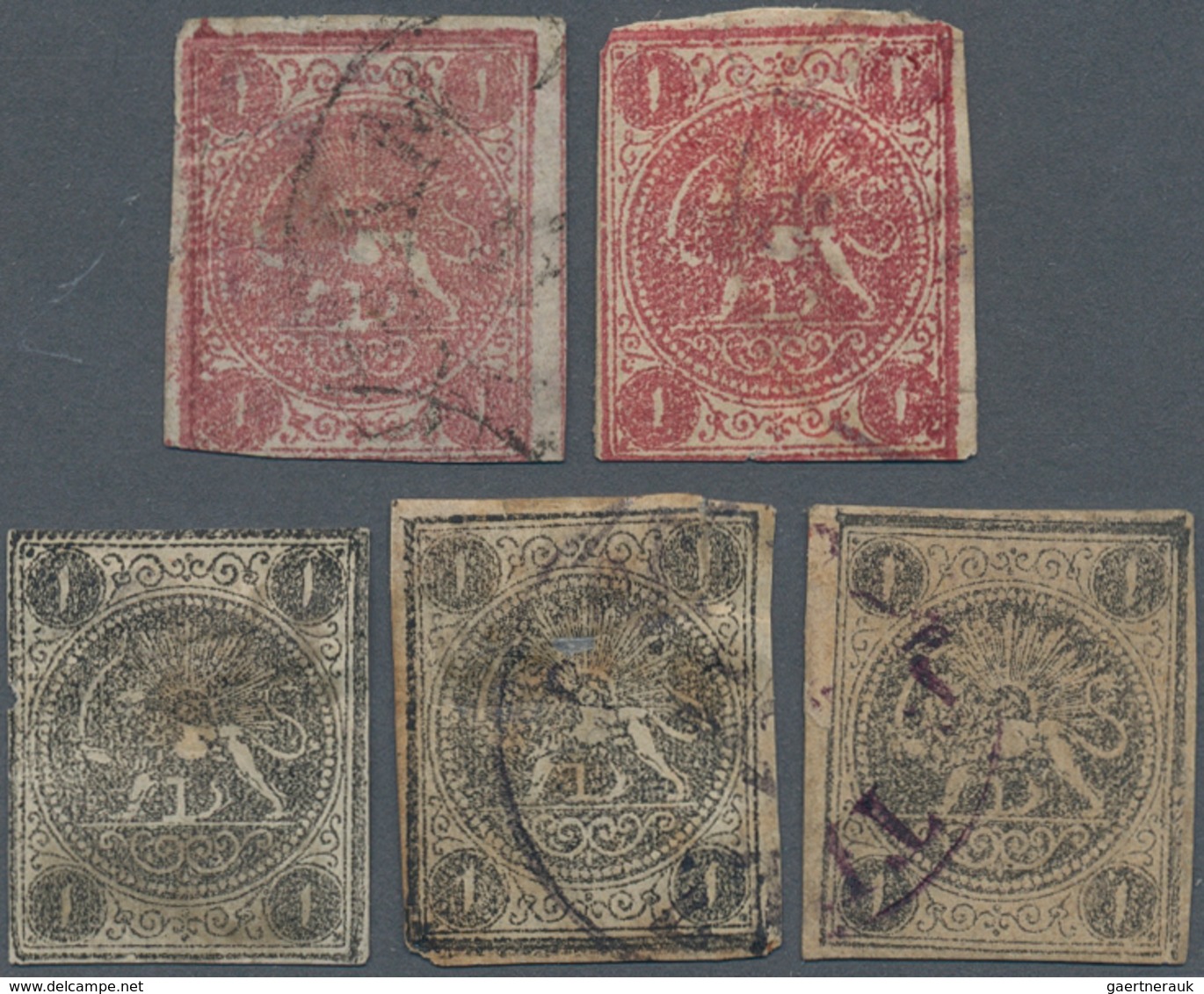 Iran: 1868-78, Lions Issue 21 Stamps Clear Cancelled, Some Faults And Thins, Still Fine For Study - Iran