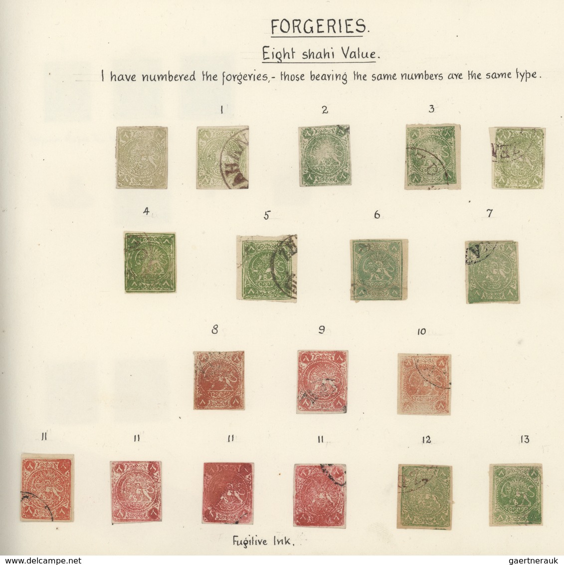 Iran: 1870-80, "LION ISSUES FORGERIES" An Important Study, Forgeries And Reprints Collection Of Diff - Irán