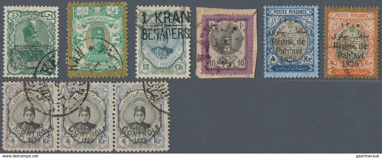 Iran: 1876/1826 (ca.), Interesting Lot Of 31 Stamps Used And Unused, Among Others Thirteen"officiel" - Iran